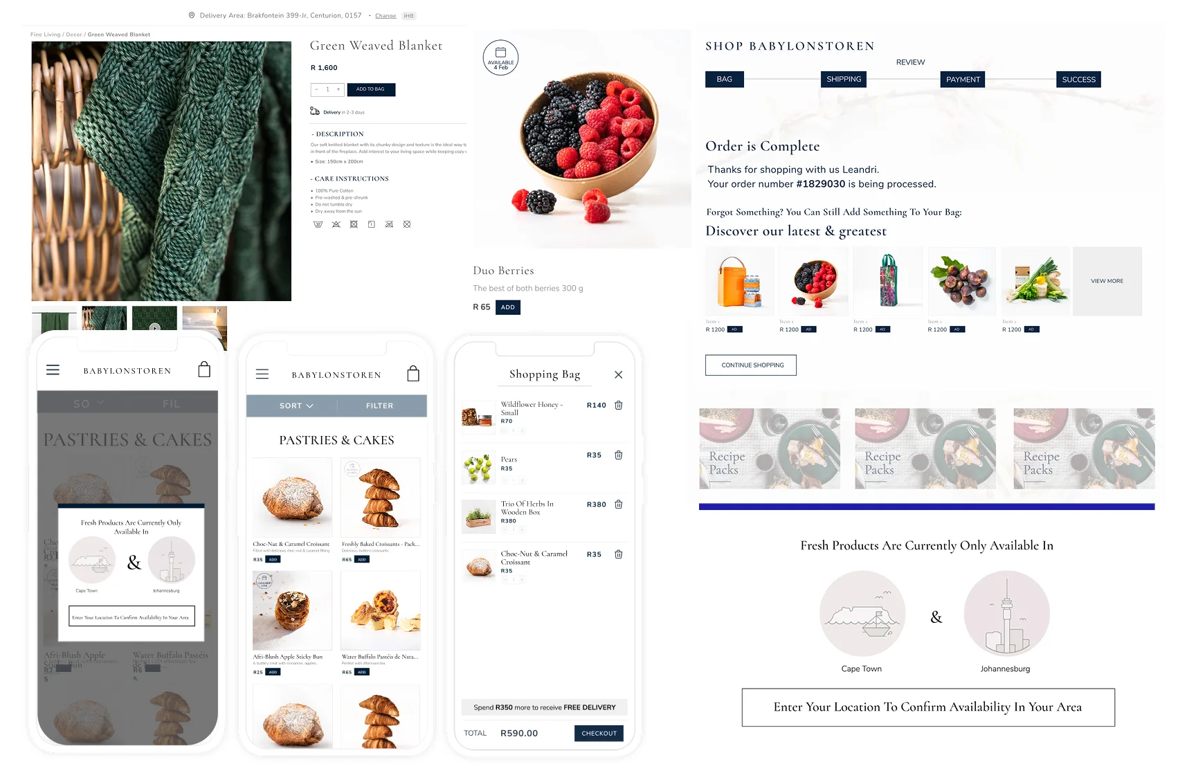 Babylonstoren desktop and mobile commerce experience collage
