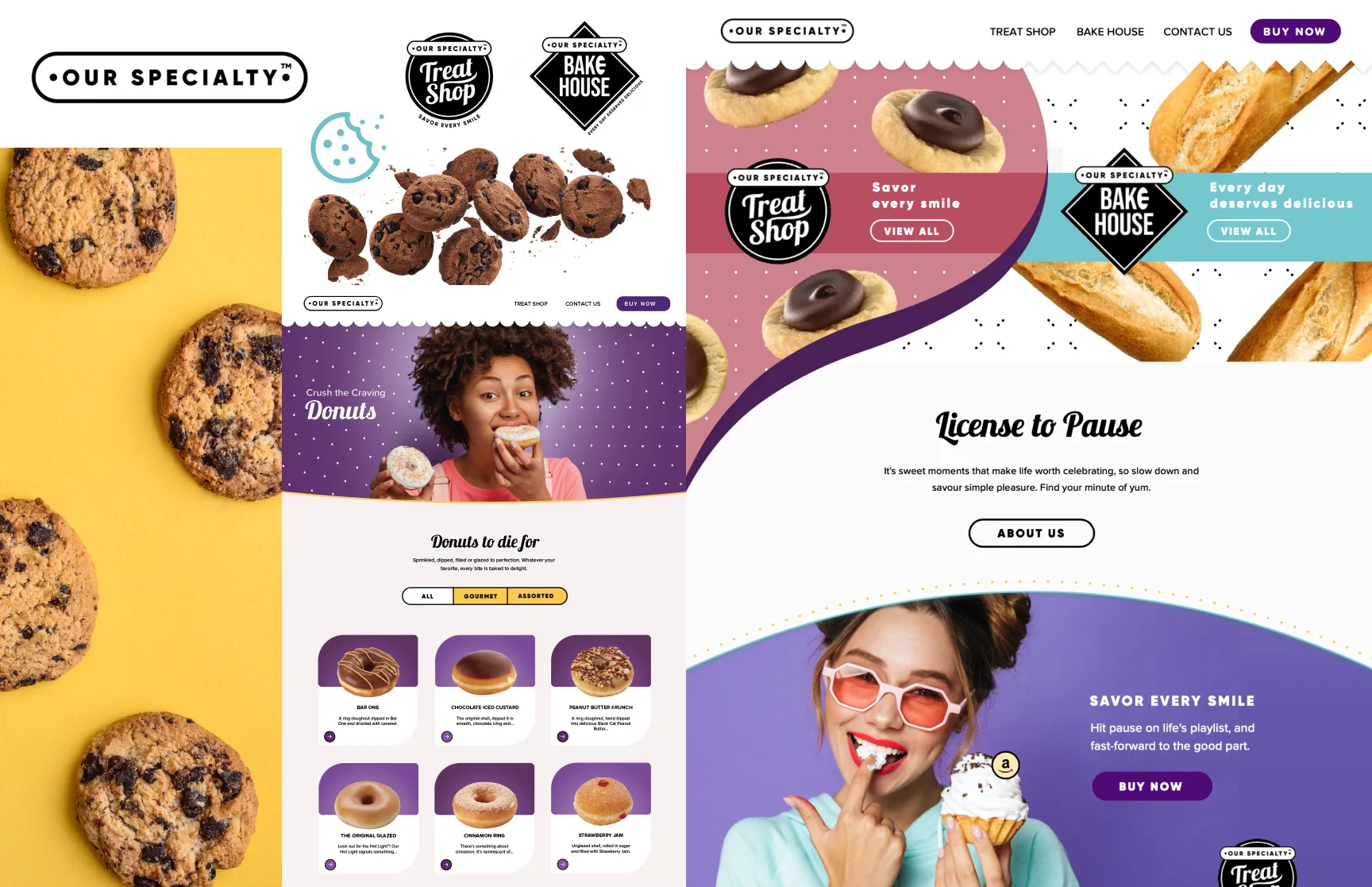 Our Specialty brand and website design collage