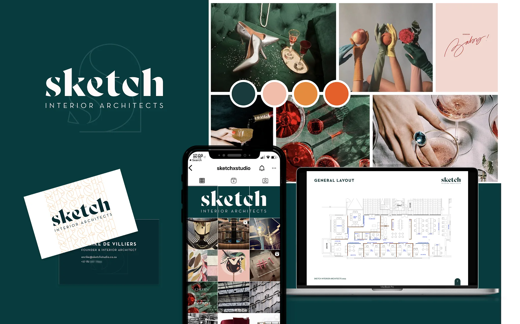 Sketch Interior Architects identity and social media collage